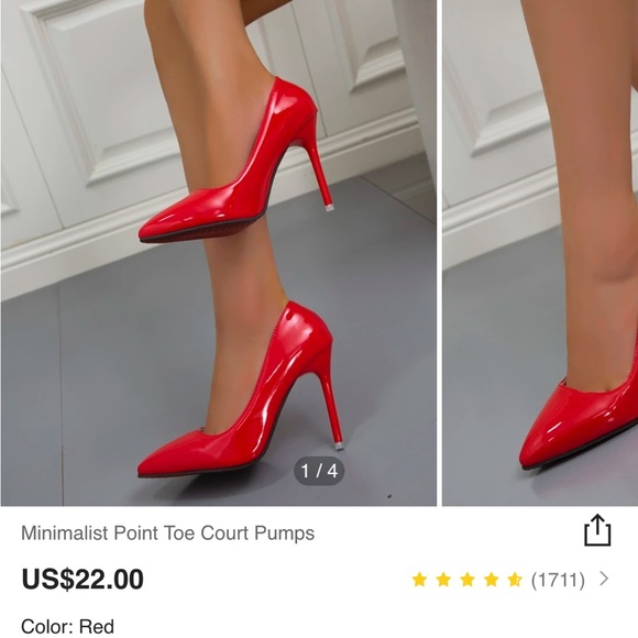 Red Point Toe Pumps - Picture 2 of 8